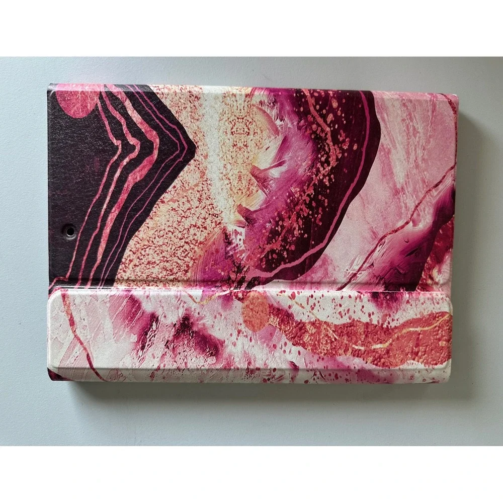 Pink Marble Wireless Bluetooth Keyboard Tablet Case Folio Cover